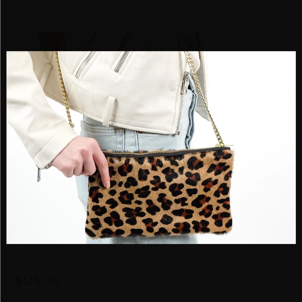Parker & Hyde | Hyde Crossbody Clutch | Leopard Print Hair on Hide Leather